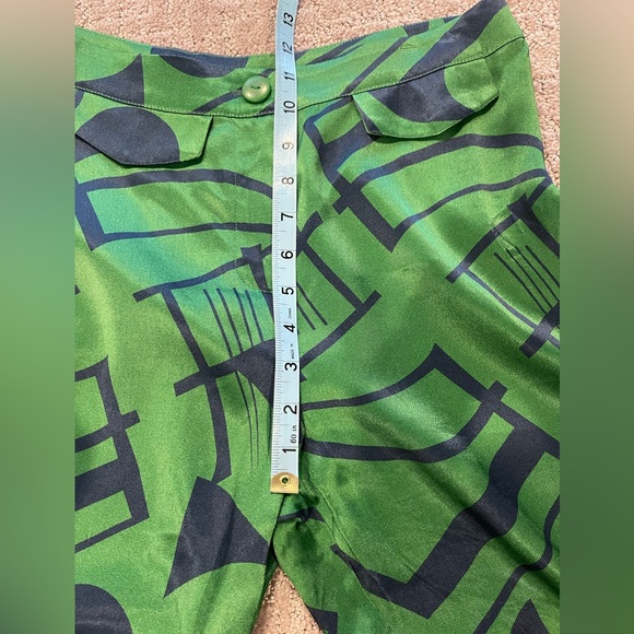 Anthropologie Corey Lynn Calter Green & Navy Printed Wide Leg Pants, Silky, M - Picture 9 of 16